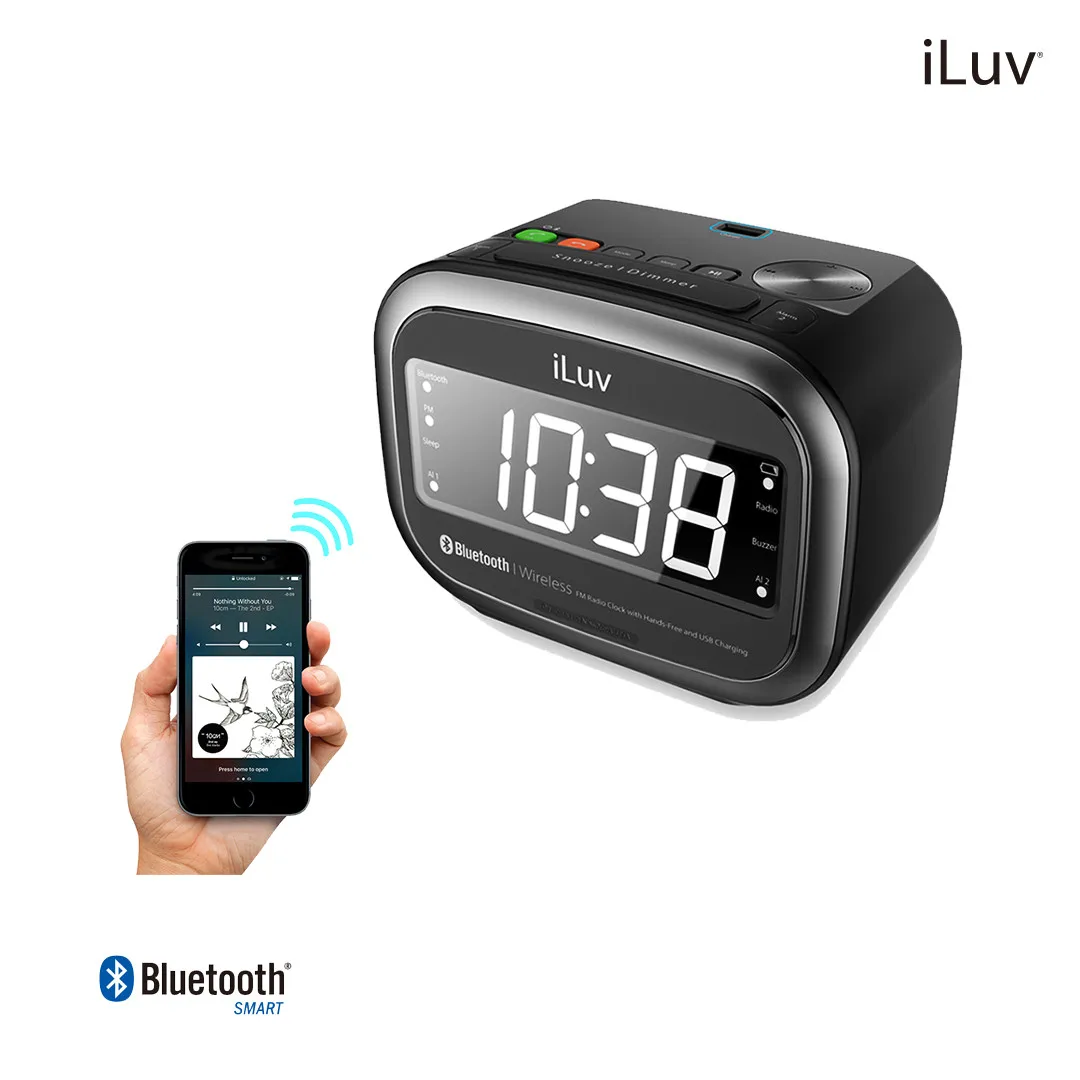 ILuv Bluetooth Speaker Alarm clock FM radio charging wake-up Hands free phone function USB chariging