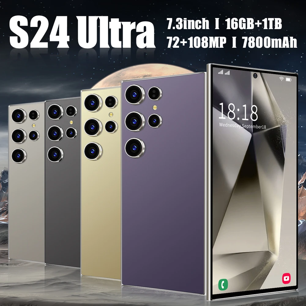 New S24 Ultra smartphone Global version 16G+1T 7.3'' HD+ Android 14 7800mAh 4G/5G Networks Snapdragon 8 gen3 108MP mobile phone