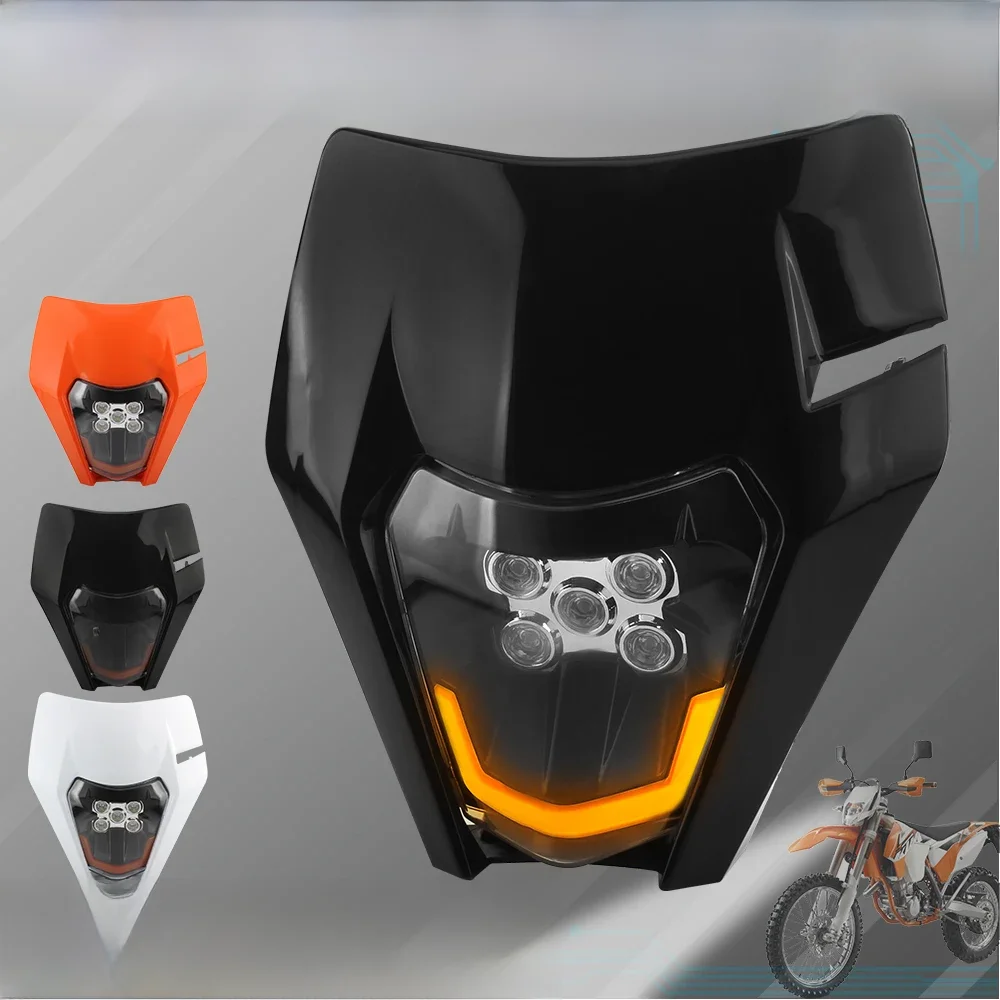 AliExpress PowerMotor Motorcycle LED Headlight Plate Accessories for KTM EXC SX MX 250 300 450 Fairing Motocross Dirt Bike Supermoto Headlight Enduro