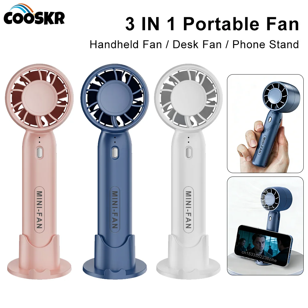 

Мини-портативный вентилятор, ручной перезаряжаемый вентилятор, USB-настольный вентилятор с подставкой для мобильного телефона, 3 скорости, ручной вентилятор для дома и улицы