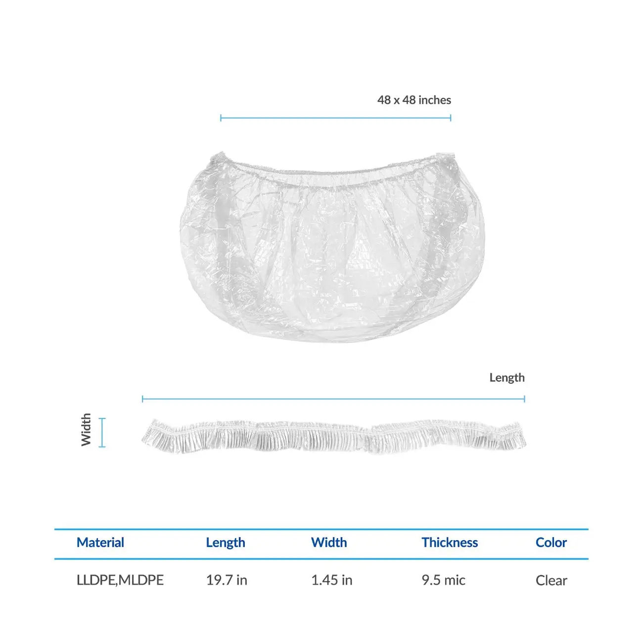 400개 투명 PE 일회용 스파 페디큐어 라이너 48x48x9.5미크론 풋 배스 볼 백 플라스틱 페디큐어 의자 라이너