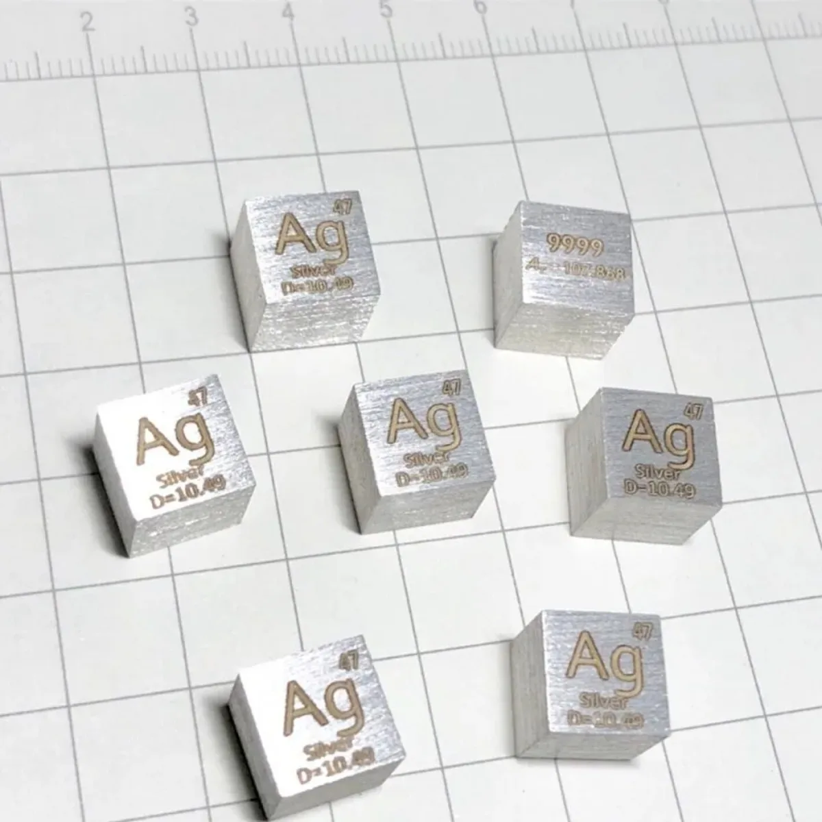 1/0.39inch AgRare Elements Periodic Table Cube Metal Sample Chemical Physics Teaching AIDS Home Table Decoration Children's Gift