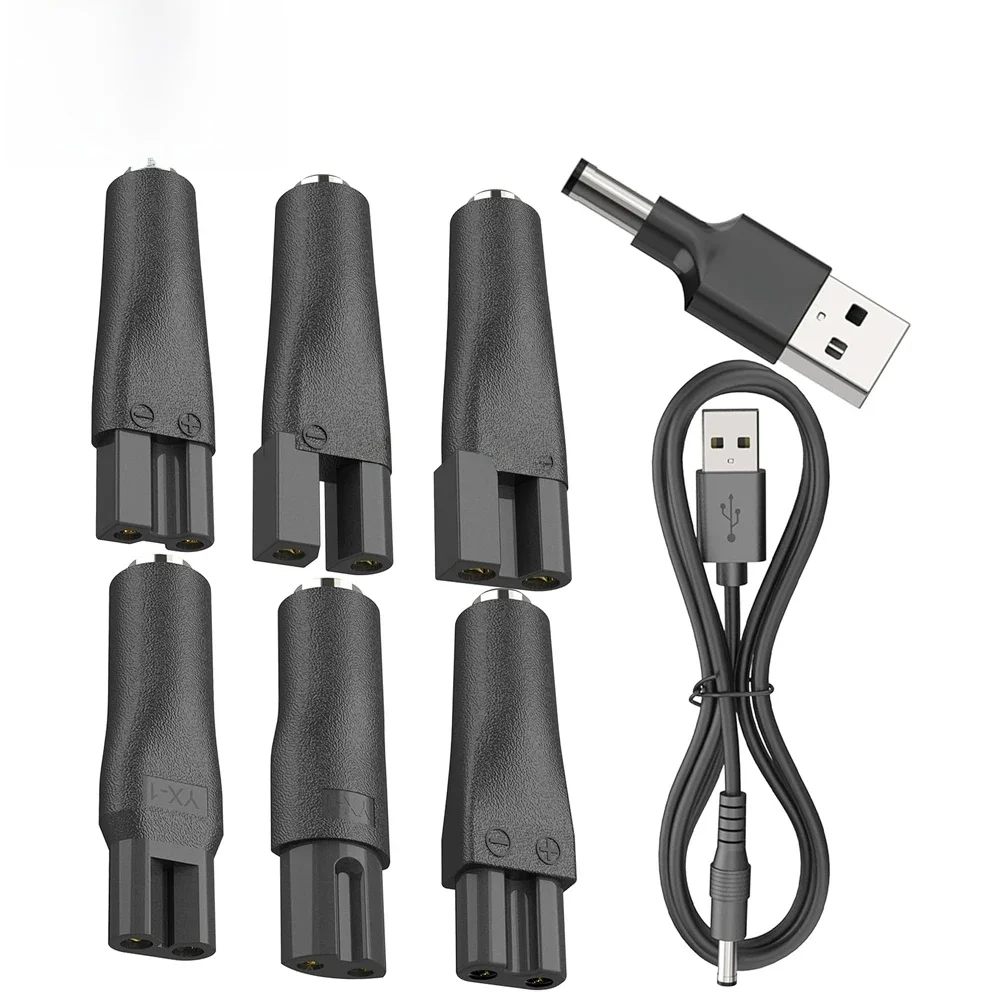 LISI 8 pièces cordon d'alimentation 5V chargeur de remplacement adaptateur USB adapté à tous les types de tondeuses à cheveux, tondeuses à barbe, rasoirs