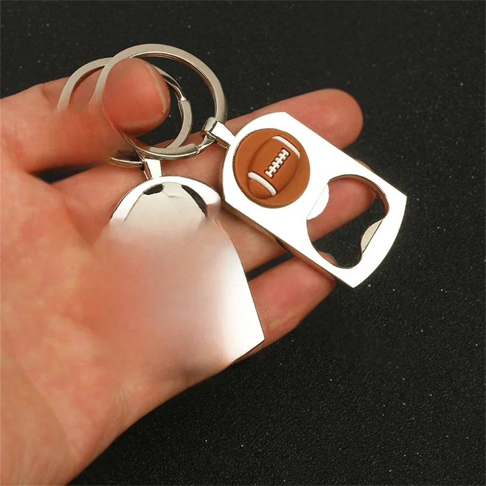 Ouvre-bouteille de football en silicone pour hommes, porte-clés créatif, outil de bar en plein air, style sport, basket-ball, ouvre-bière, porte-clés pour GérGifts
