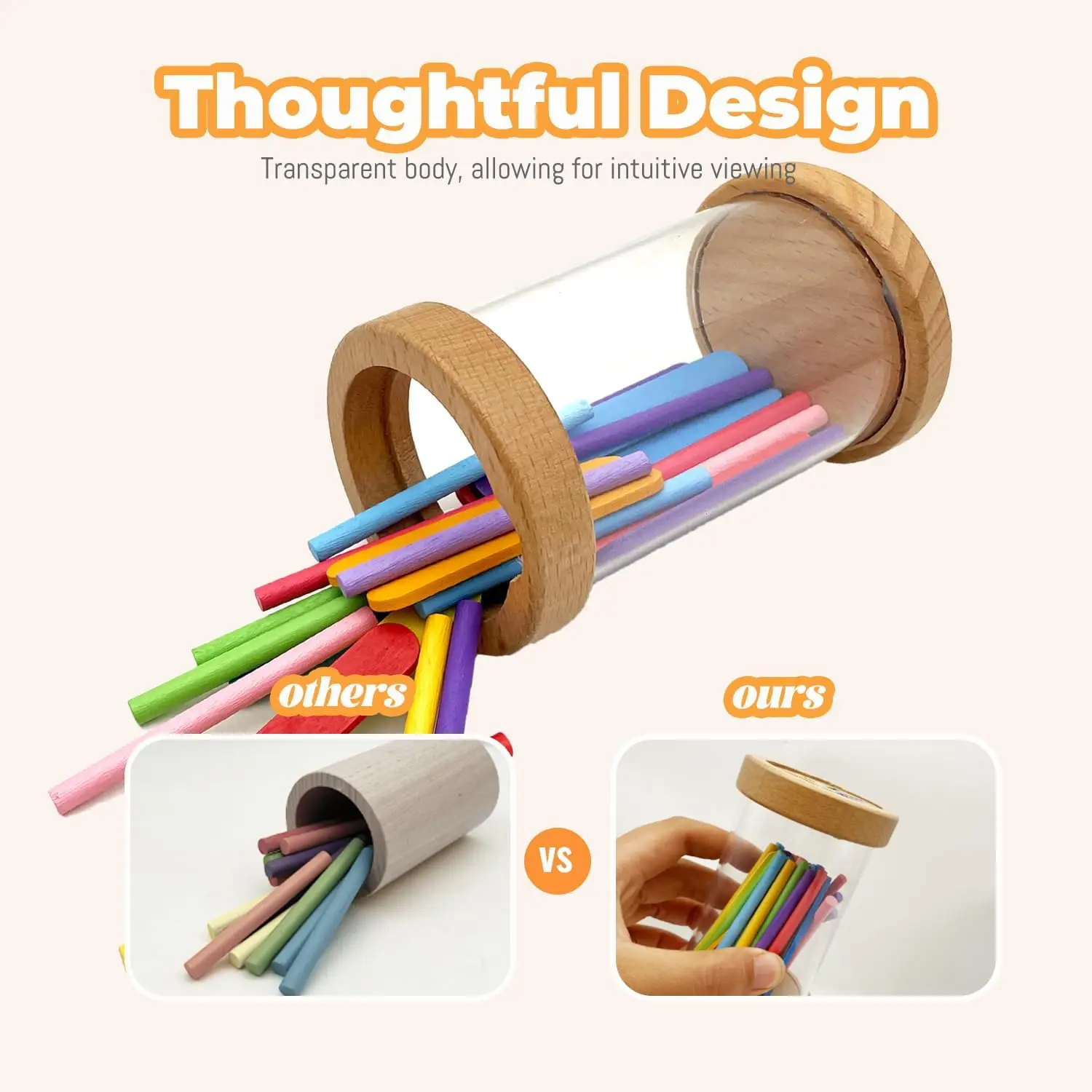 Montessori Color Matching Toys Wooden Color Sorting Stick Balance Toy Fine Motor Skills Math Learning Educational Toys Kids Gift