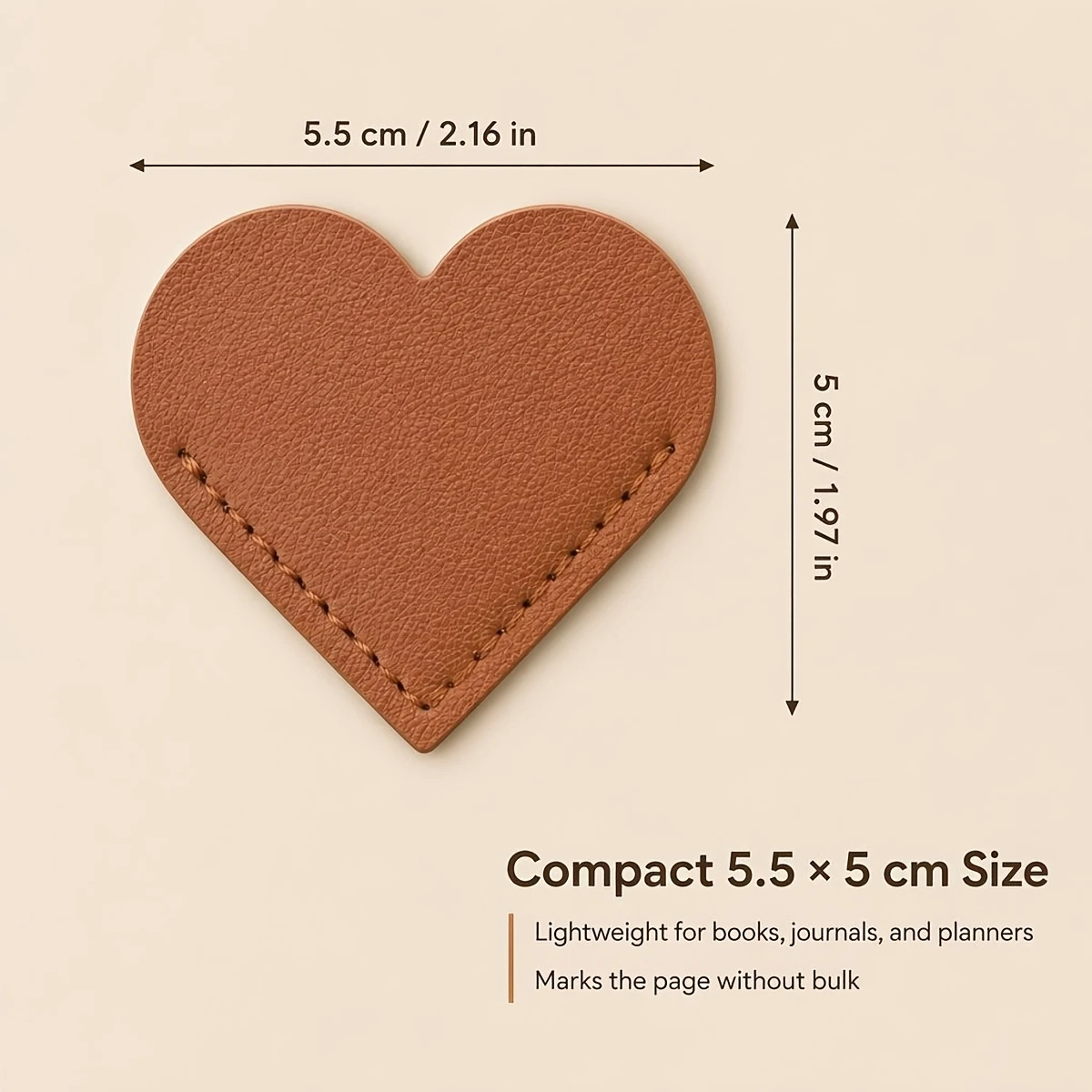 Custom Heart Shape Faux Leather Engraved Bookmark Page Clip Vintage Accessory Gift for Adults Mother's Father's Day