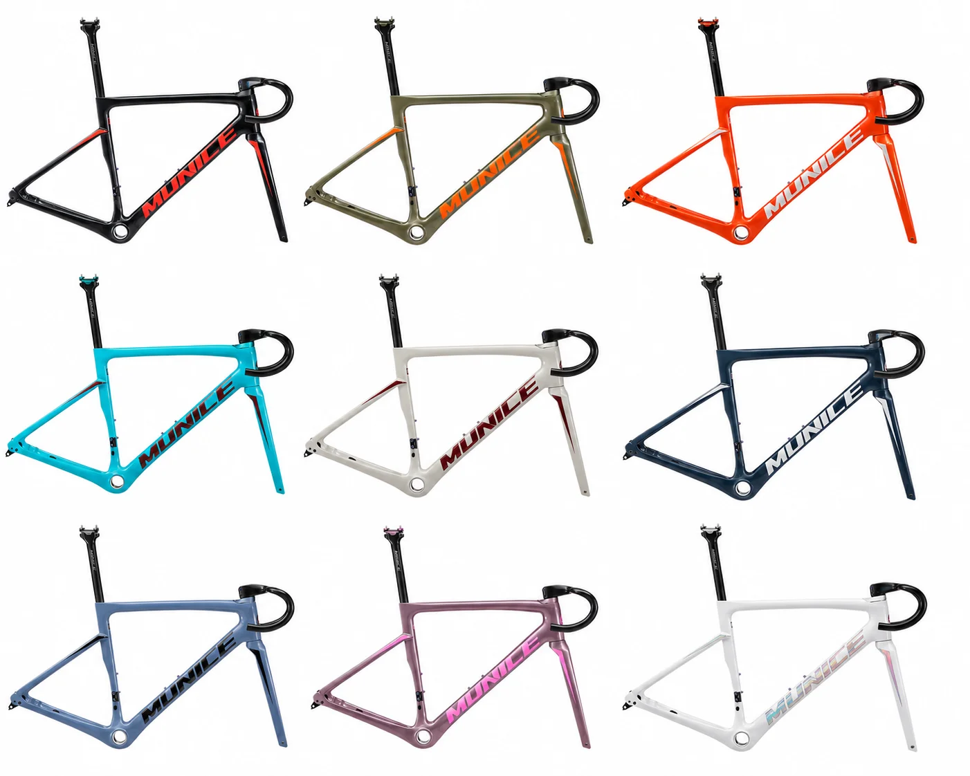 Munice R2 Carbonfaser-Rennradrahmen Versand aus Spanien Ultraleichter Allround-Carbon-Rennradrahmen Aerodynamischer EPS-geformter Carbonrahmen Scheibenbremse Max. 700*32C AERO T47 Fahrradrahmen Vollständig interne Kabelführung Lenker DI2 Mechanisch 2 Jahre Garantie – Detail 5