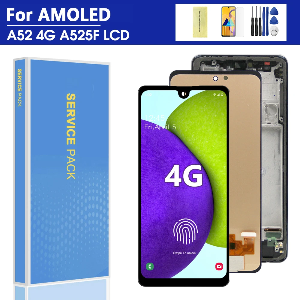 A52 4G AMOLED Display For Samsung A525F A525F/DS A525M A525M/DS LCD Display Touch Screen Digitizer Assembly Replacement