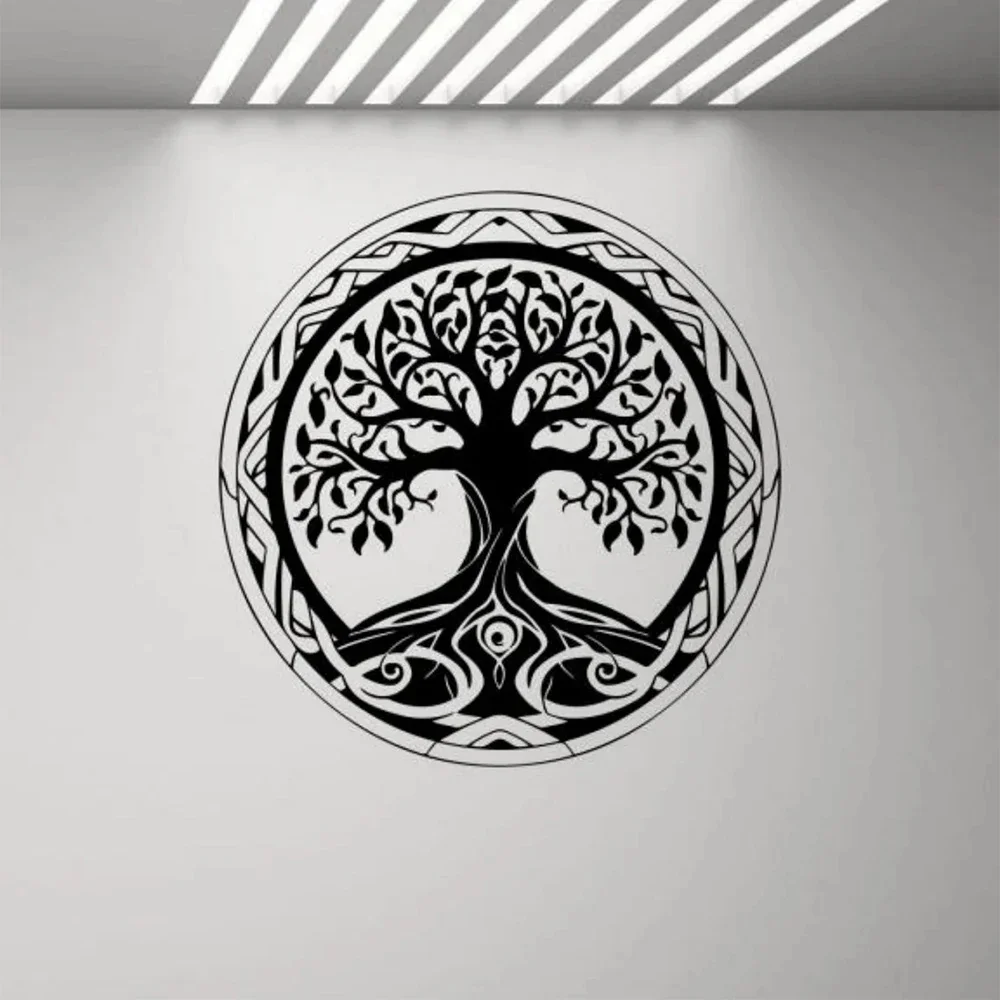 Yggdrasil Naklejka ścienna Winylowa Naklejka Ściana Drzewo Świata Wikingów Naklejka Ściana Odin Norse Decor Home Decor Gift Poster Removable Mural S323 — zdjęcie 2