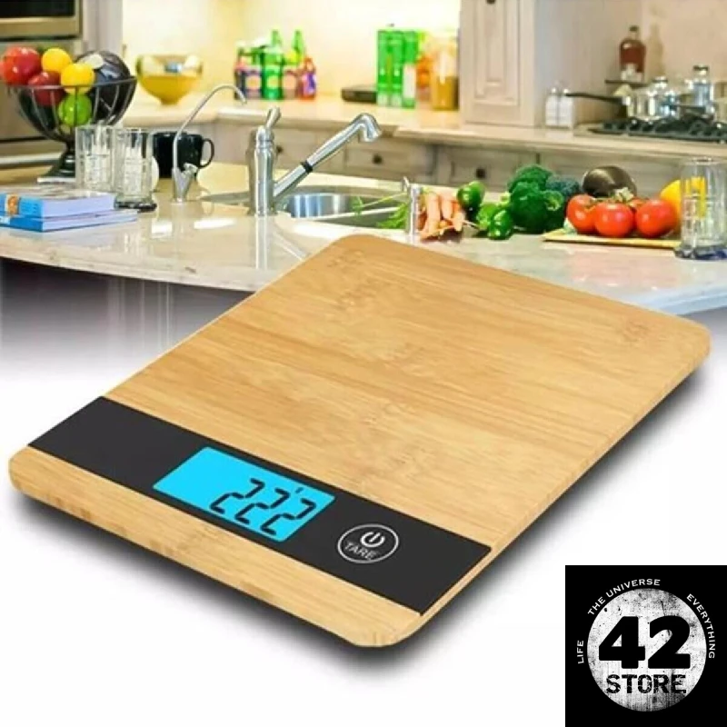 Bamboo 1 gr 5 Kg A Quality Luxury Digital Display Wooden Precision Electronic Kitchen Scale