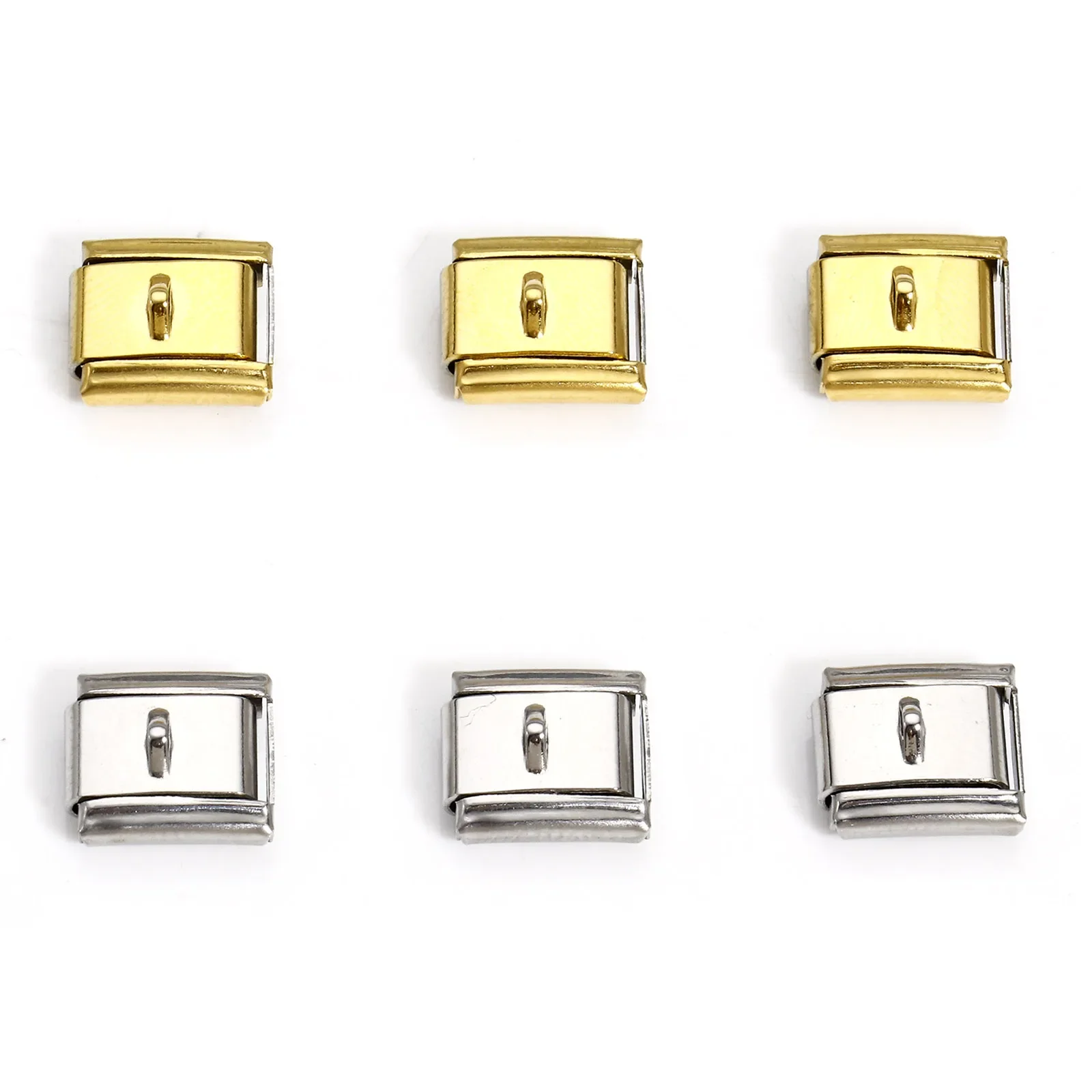 Liens de charme italiens en acier inoxydable 304, document en or pour bracelet à bricoler soi-même, bijoux exécutifs, rectangle avec boucle, résultats, 10mm x 9mm, 10 pièces