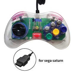 Saturno controlador transparente Wired Gamepad, 6 botões para ss Interface