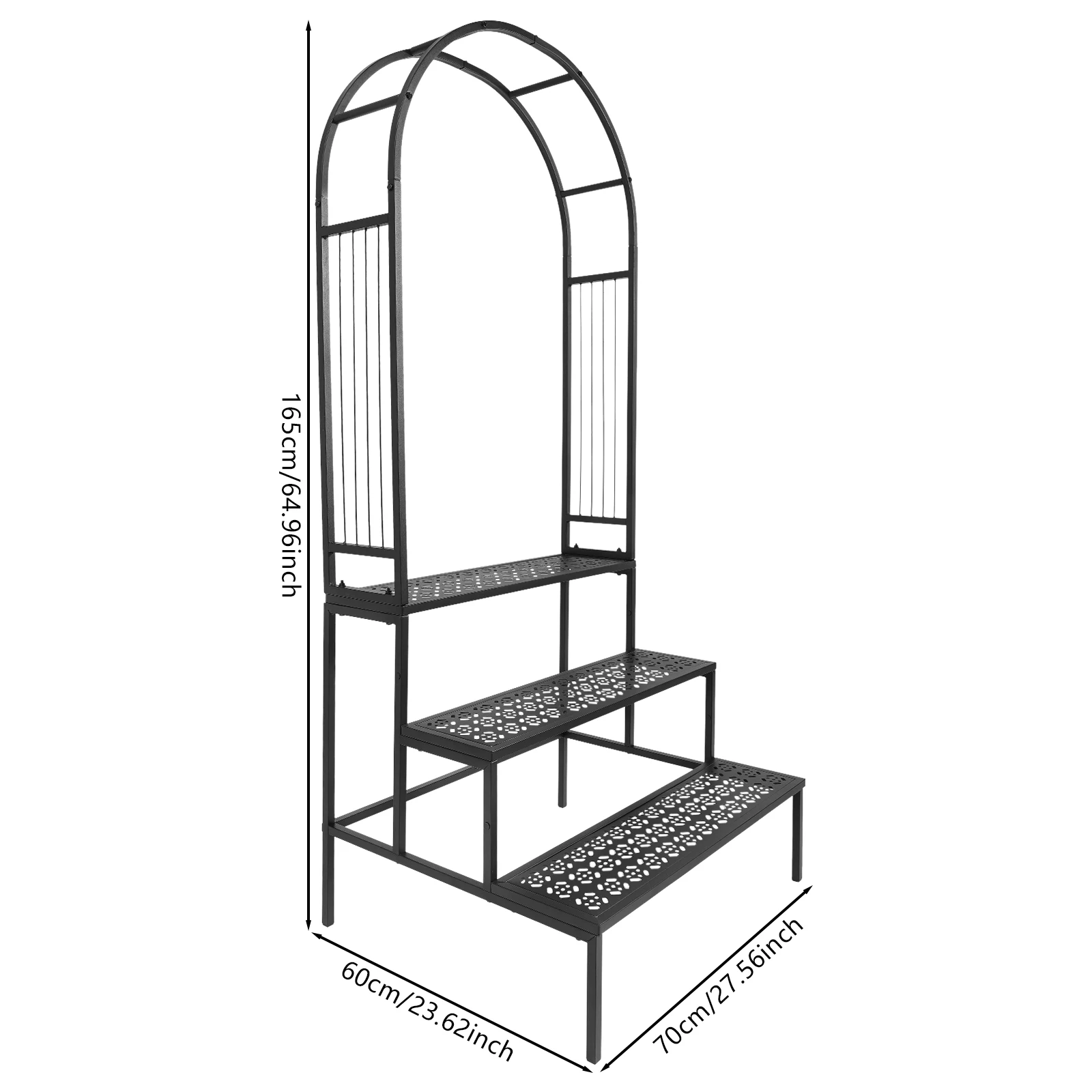 3 Tier Plant Stand with Garden Arch, Flower Pot Holder Display Shelf, Garden Arbor for Climbing Plants for Decorating Kitchens