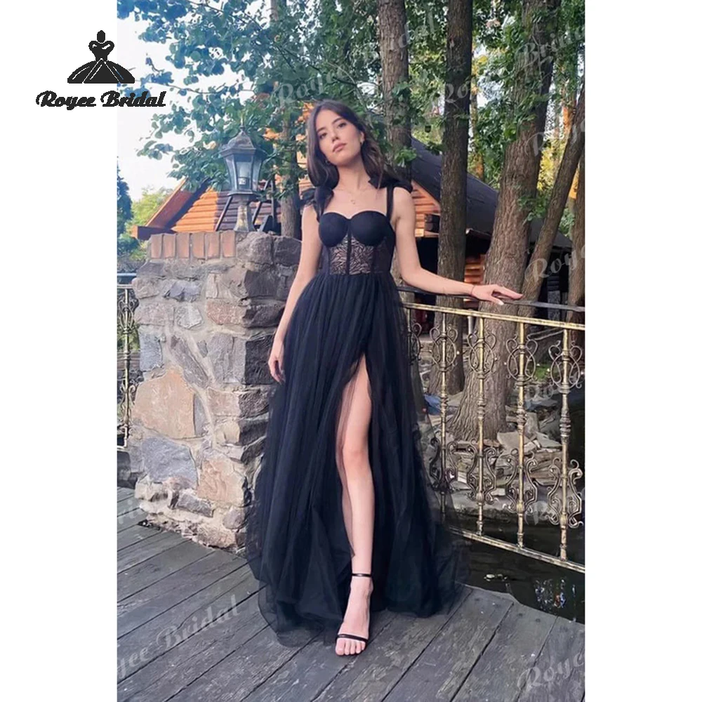 

Tulle Sweetheart A Line Dresses Evening 2026 Bow Spaghetti Straps Prom Gwon Customized فساتين السهرة