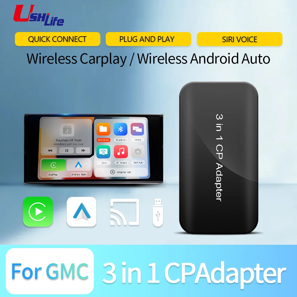 Wireless Android Auto Activator CarPlay Adapter Apple CarPlay USB Dongle Plug And Play Auto Connect For GMC Canyon/Sierra/Yukon