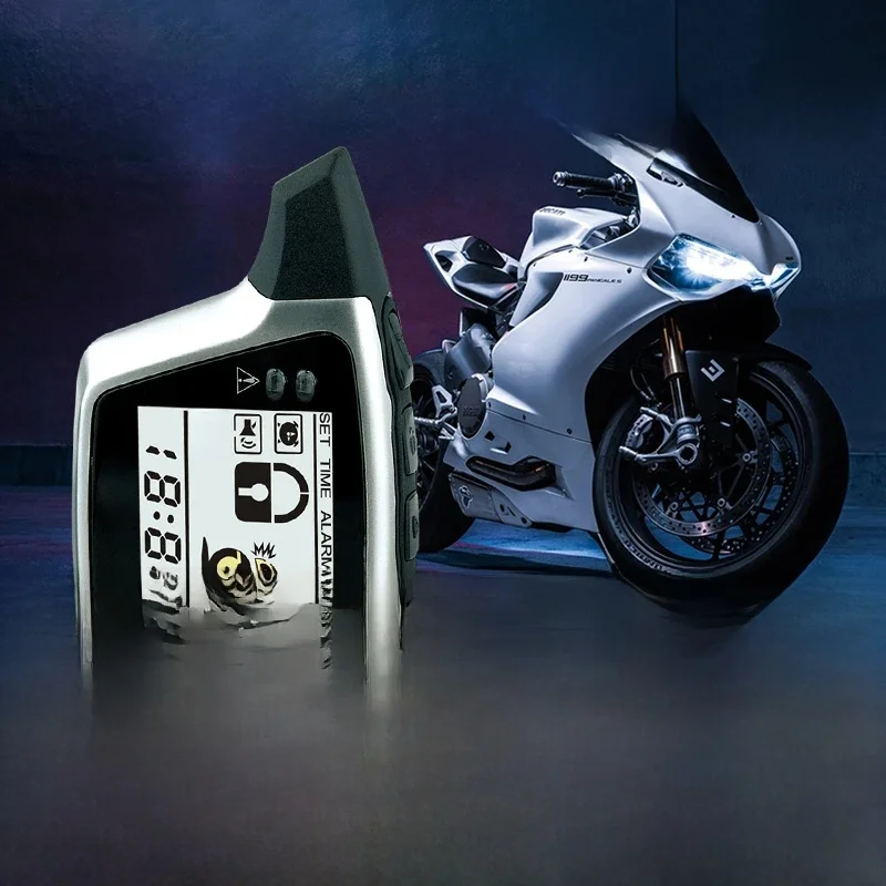 AliExpress NONE Germany Spy Two Way Motorcycle Alarm System Engine Start 2 LCD Remote 5000Meter Security Gasoline Diesel 211 Motor Bike
