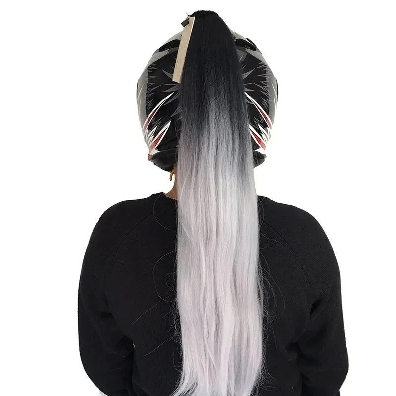 AliExpress NONE Knight style braided helmet wig - Neutral ponytail accessory for motorcycle, skiing, and bicycle helmets - Role playing