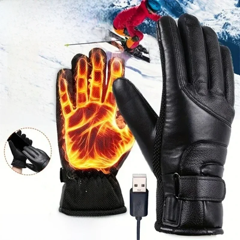 AliExpress 1 Pair USB Rechargeable Heated Hand Warmer Gloves Winter Warm Gloves Touch Screen Motorcycle Cycling