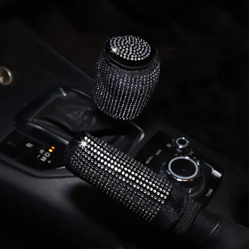 Artykuły samochodowe Flash Diamond Encrusted Plush Leather Cloth Art Oddychający zestaw hamulca ręcznego Zestaw uchwytów do plików GM Interior Supplies — zdjęcie 2