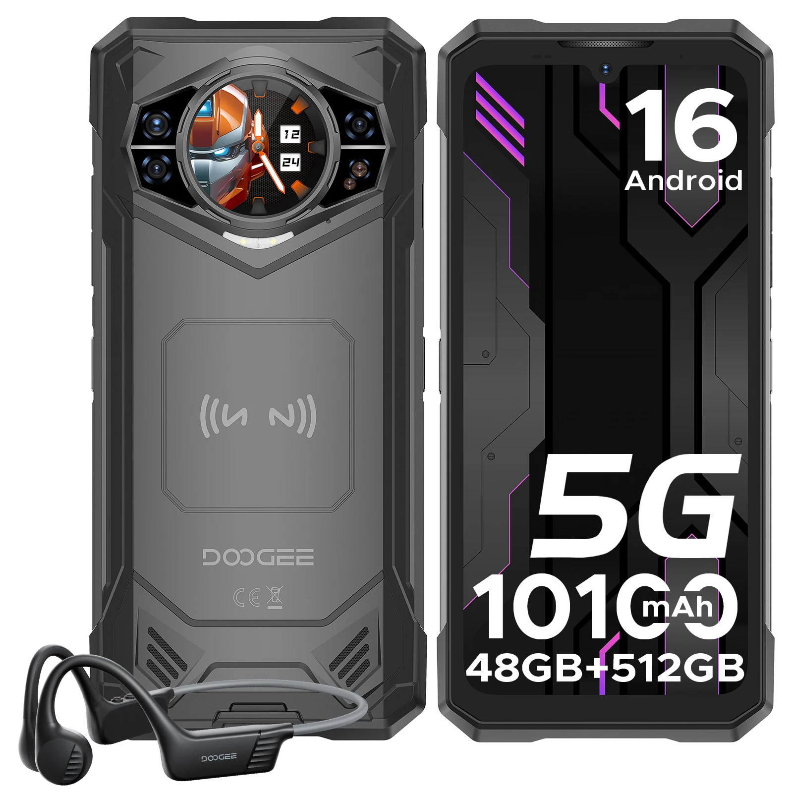 DOOGEE S200 X 5G Robuuste Smartphone 6.72" FHD+120Hz Wereldpremière 12GB 512GB 100MP AI Hoofdcamera 7050 10100mAh Batterij MTK Dimensity - afbeelding 1