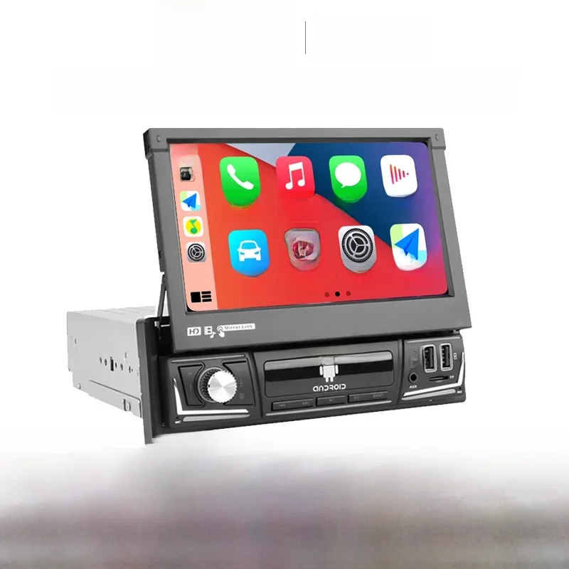 1 Din 7" einziehbarer Bildschirm Android 11 Carplay Stereo Autoradio GPS Navigation Multimedia Video