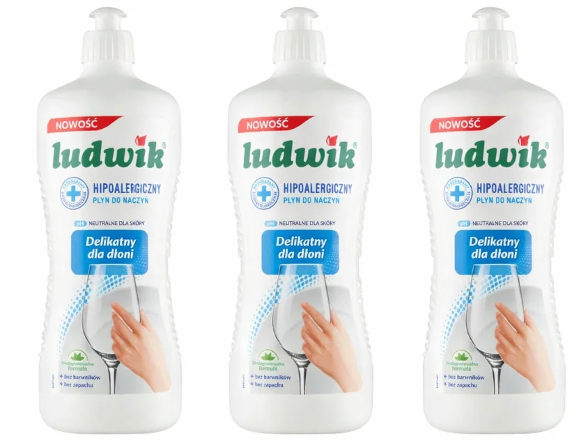 Zestaw 3x Płyn do mycia naczyń hipoalergiczny Ludwik 900 g