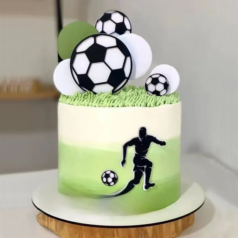 1 ensemble nouveau Football joyeux anniversaire gâteau Topper dessin animé football thème bricolage enfants fête d'anniversaire gâteau Toppers décoration bébé douche