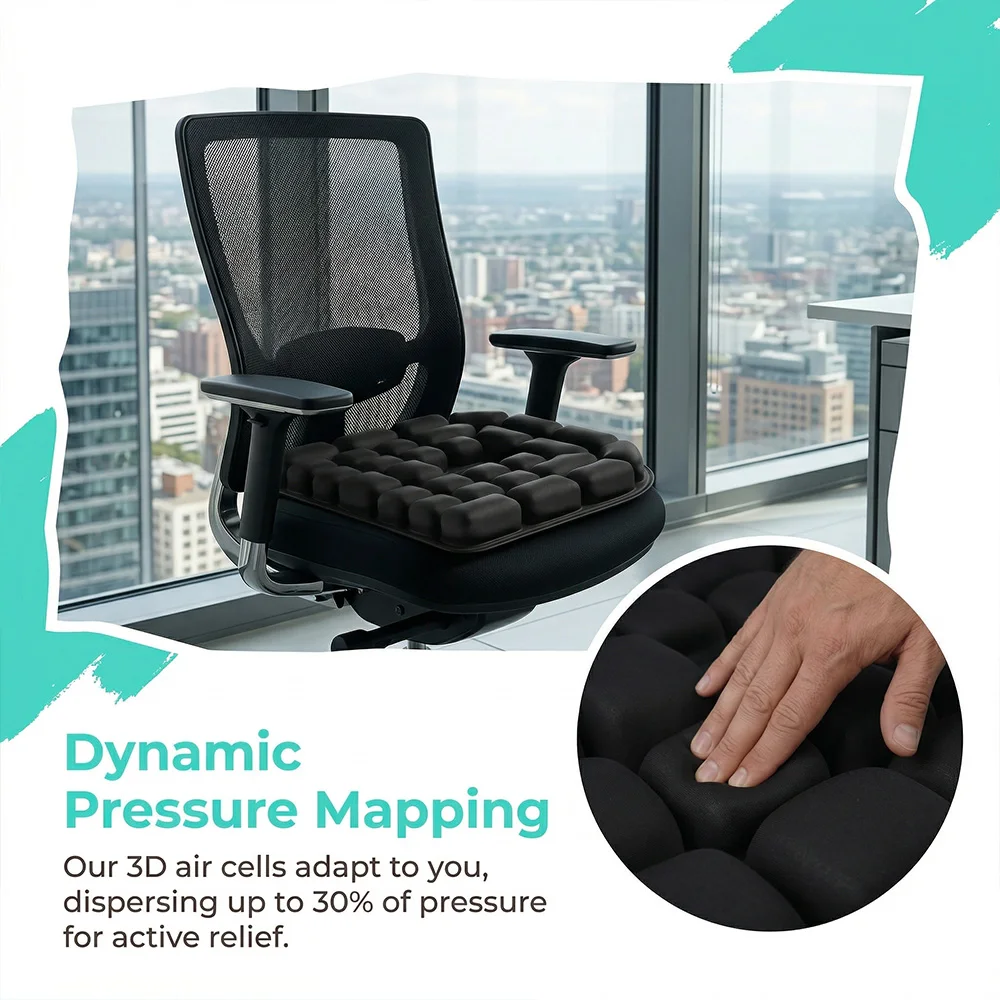 Inflatable Anti-Bedsore Seat Cushion Adjustable Air Pressure Breathable Fabric Wheelchair Office Car Home Use Pressure Relief view 6