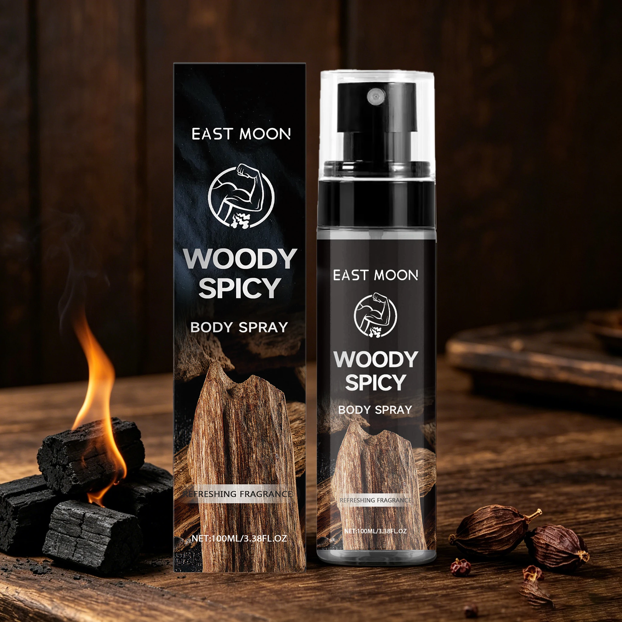 

100ML Men' s Woody Fragrance Mist Refreshing Body Sweat Odor Lasting Natural Fragance Portable Improve Charming Enhance Confidence Pleasant Men Perfume