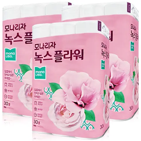 모나리자 녹스 플라워 40m 2겹 30롤 x 3개, 두루마리 화장지 휴지 모나리자 녹스 플라워 40m 2겹 30롤 x 3개, 두루마리 화장지 휴지