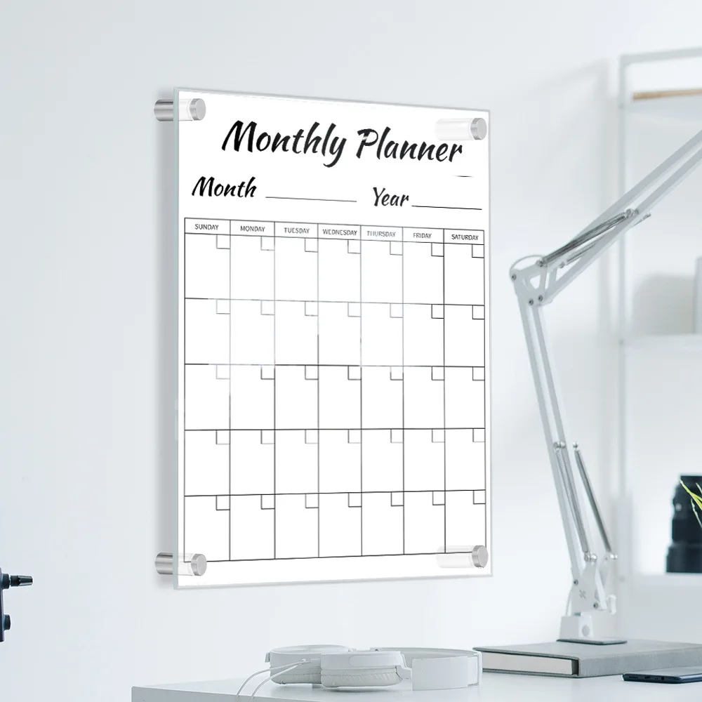 S/L Acrylic Weekly Plan Note Board With Pen Erasable Transparent Message Writing Board Memo Prompt Hanging Display Board Plate