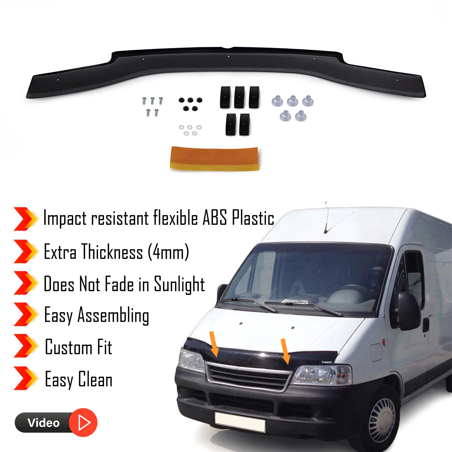 Hood Deflector Guard for Citroen Relay (2002-2006) Bug Shield Bonnet Protector / 4 mm thickness and ultra-durable material