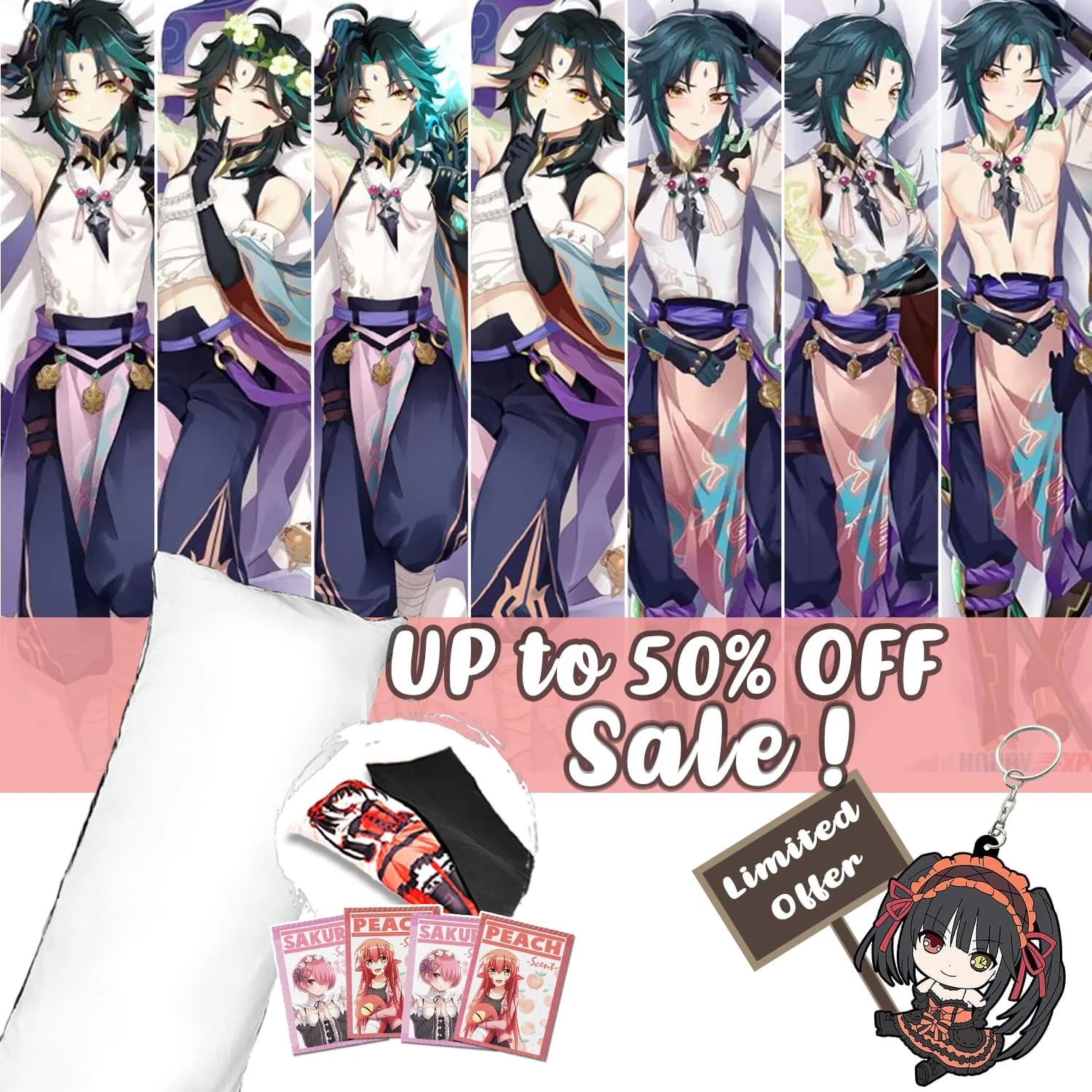 Hobby Express Anime Dakimakura Japanese Otaku Waifu Life Size Hugging Body Pillow Cover Case Genshin Impact Xiao