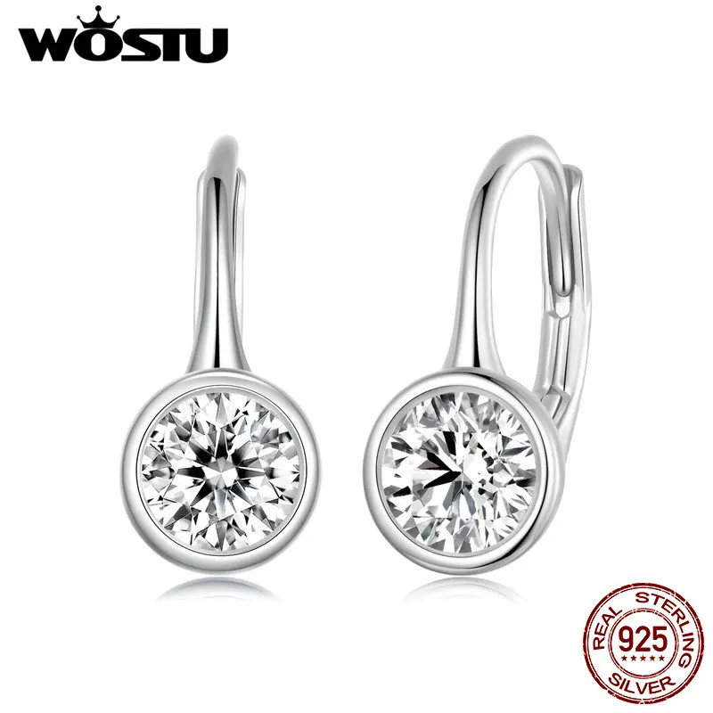 WOSTU 1CT Moissanite Drop Dangle Earrings Lab Diamond 925 Sterling Silver Sparkling Ear Buckles Women Wedding Valentine Day Gift