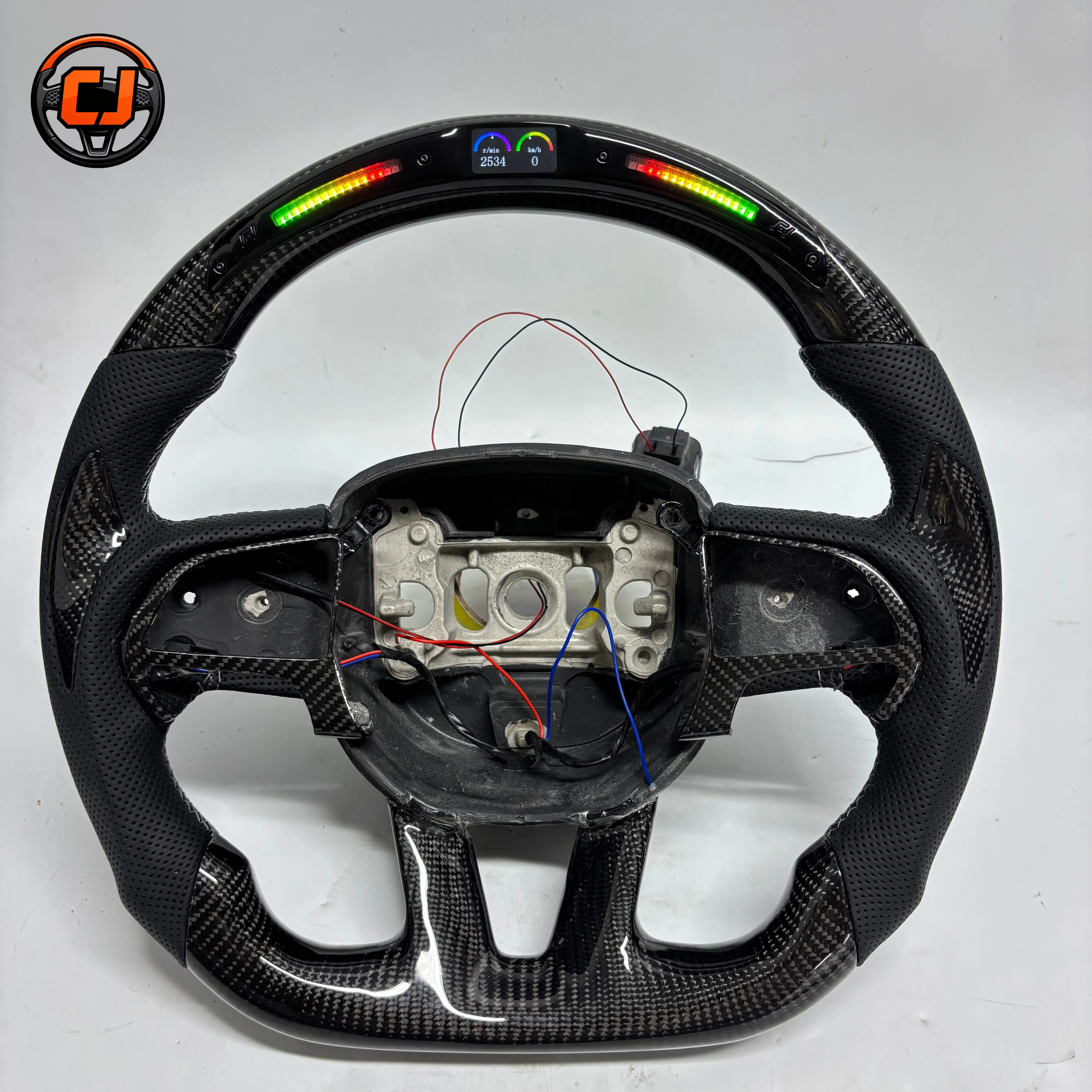 For Dodge Charger Challenger Durango 2015-2023 RT GT SRT Hellcat Flat Bottom LED Steering Wheel