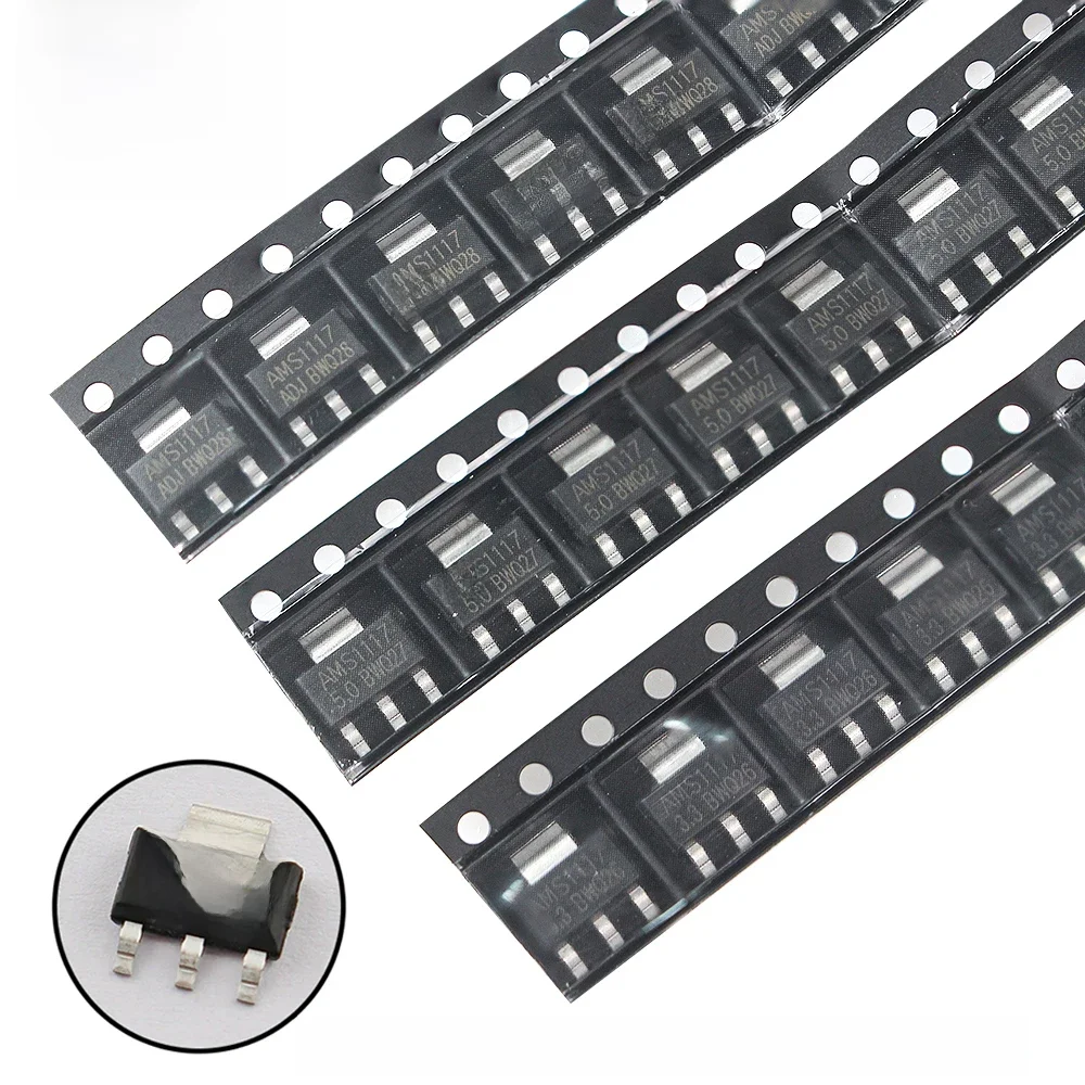Kit de régulateur de tension, 70 pièces, AMS1117 SOT-223 AMS1117-3.3V AMS1117-ADJ AMS1117-5.0V AMS1117-2.5V AMS1117-1.8V AMS1117-1.5V 1.2V-5V