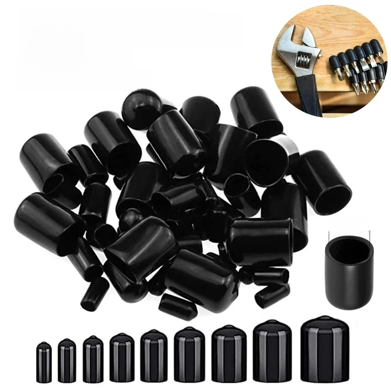 10/25/50pcs 3-25mm PVC vinyl rubber round end cap threaded cap steel pipe plastic pipe rubber protector classification kit