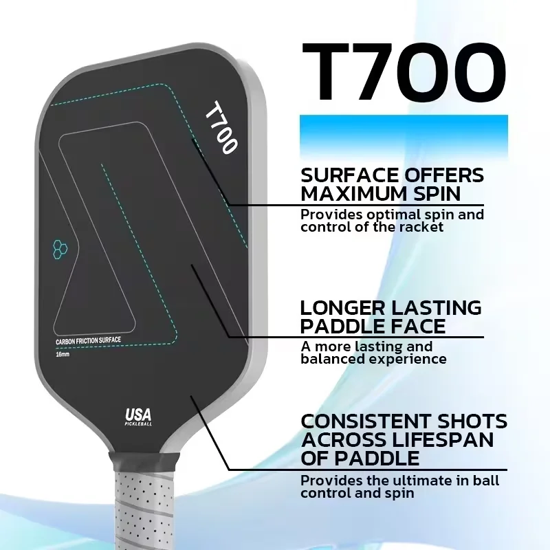 

T700 Carbon Fiber Table Tennis Racket - 3K woven surface, 16mm thickness, high friction, cold-pressed durable design.