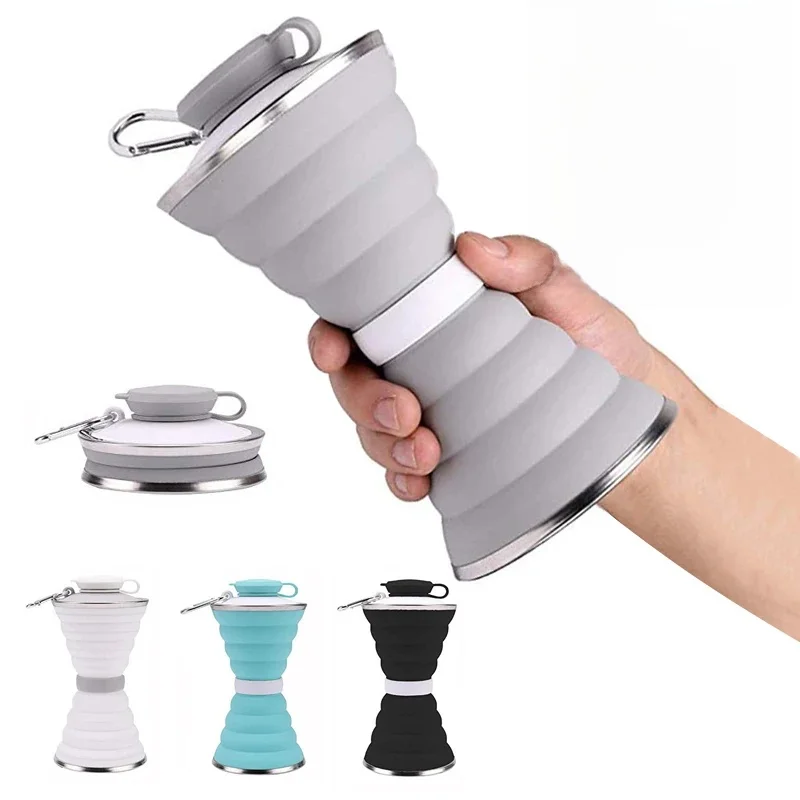 500ML Silicone bouteille d'eau tasse pliable étanche Portable sport voyage bouteilles d'eau pour voyage en plein air salle de sport randonnée réutilisable