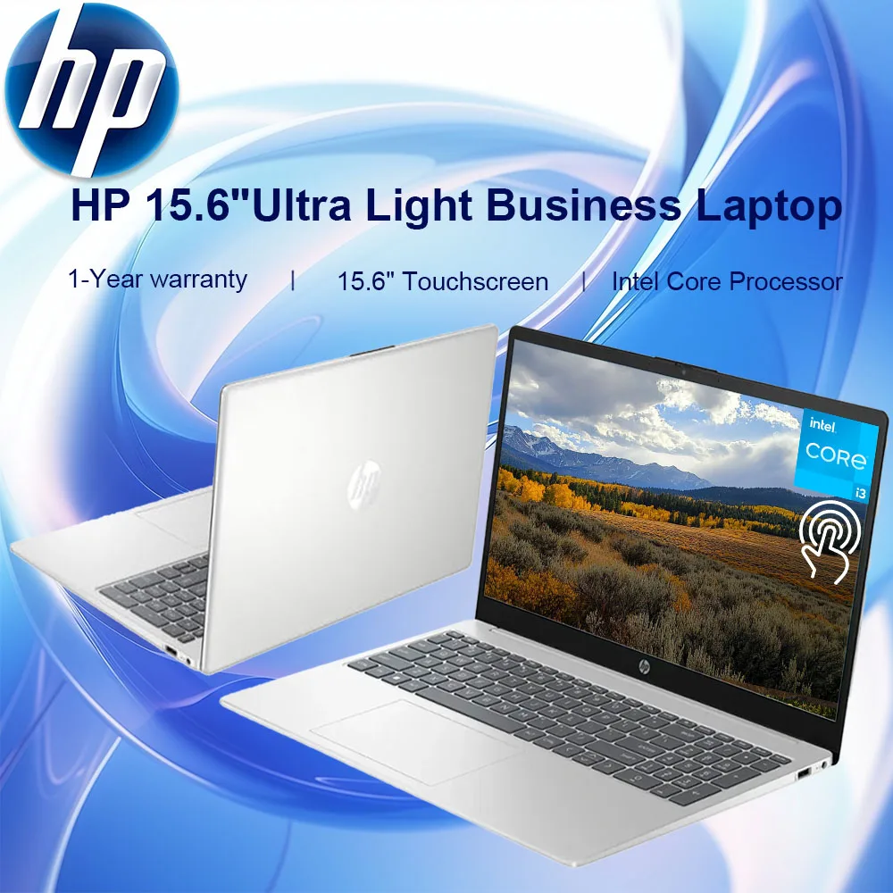 HP แล็ปท็อปธุรกิจ2024, แล็ปท็อปหน้าจอสัมผัส15.6 ", i3-1215U Intel Core, RAM 32GB, SSD 1TB, กราฟิก Intel UHD, เงิน