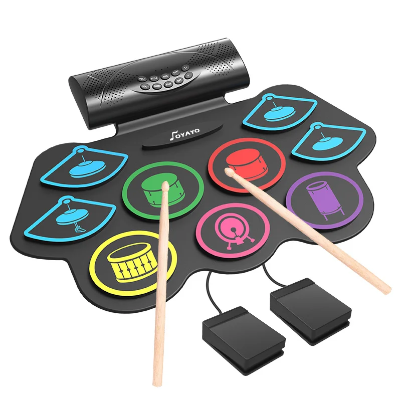 OYAYO Electronic Drum Pad Built-in Battery 9 Pad Roll Up Silicone Kids Toy Musical Professional Percussion Instruments