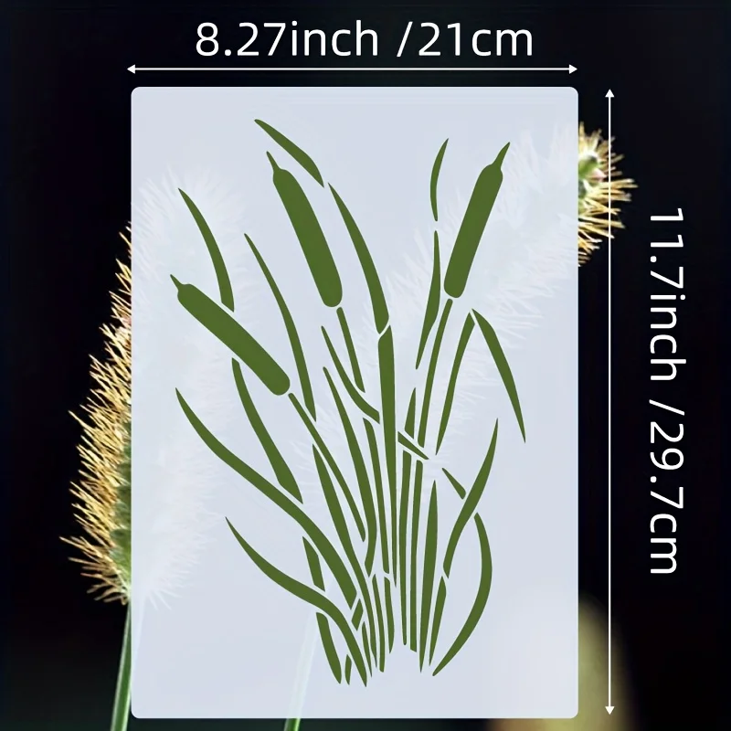 4PCS A4 Reeds Grass Stencil Template for Painting, DIY Wall Art, Fabric, Wood, Paper, Scrapbooking, Card Making, Home Decoration