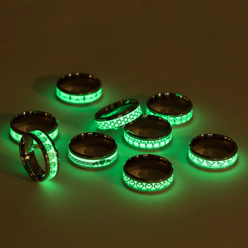 Mens Rings Stainless Steel Luminous Dragon Finger Ring Glow In Dark Fluorescent Gifts For Boyfriend Punk Jewelry Anillos