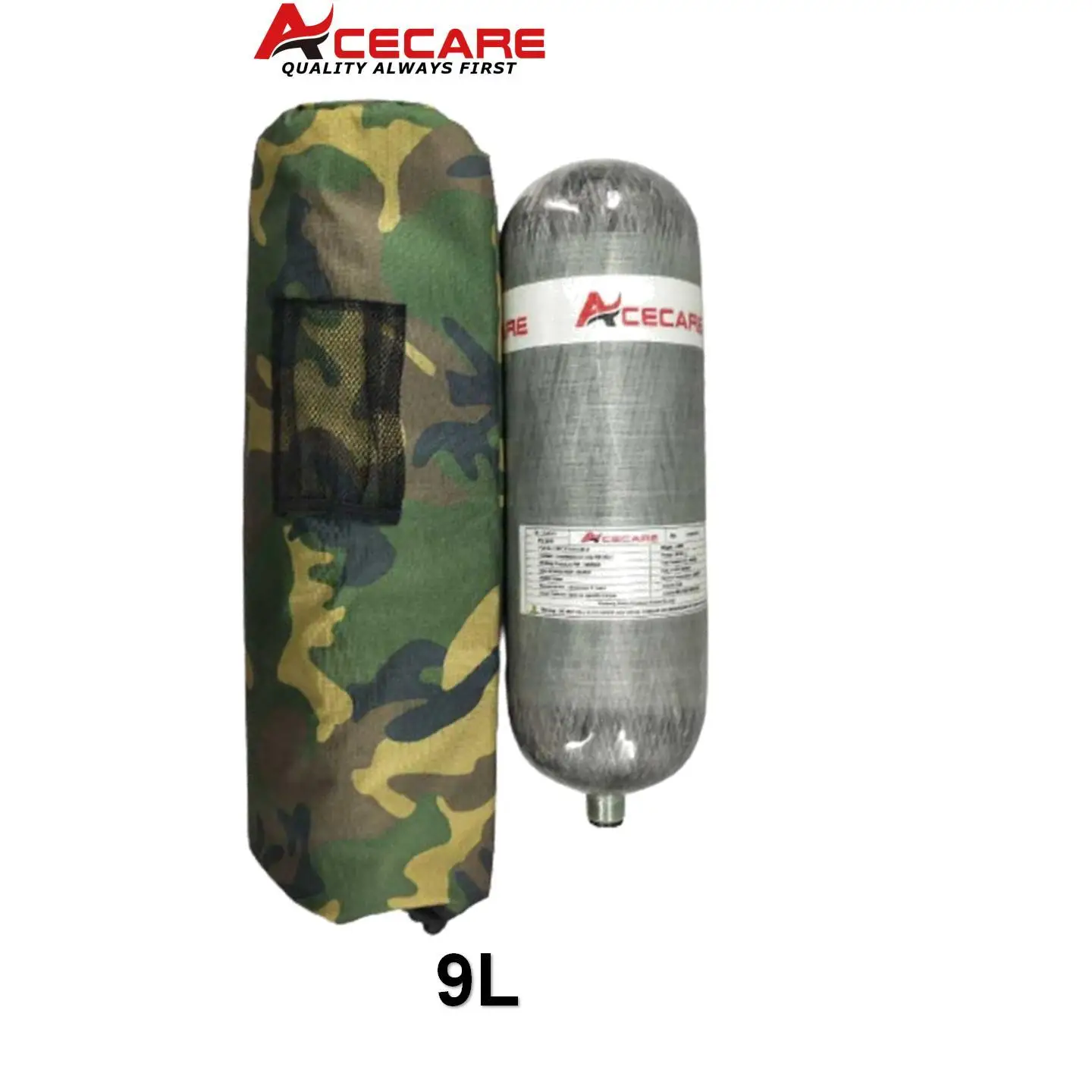 ACECARE 4500psi 30Mpa 9L Carbon Fiber Cylinder with Cylinder Backpack Bag 300Bar High Pressure HPA Cylinder for Scuba Diving