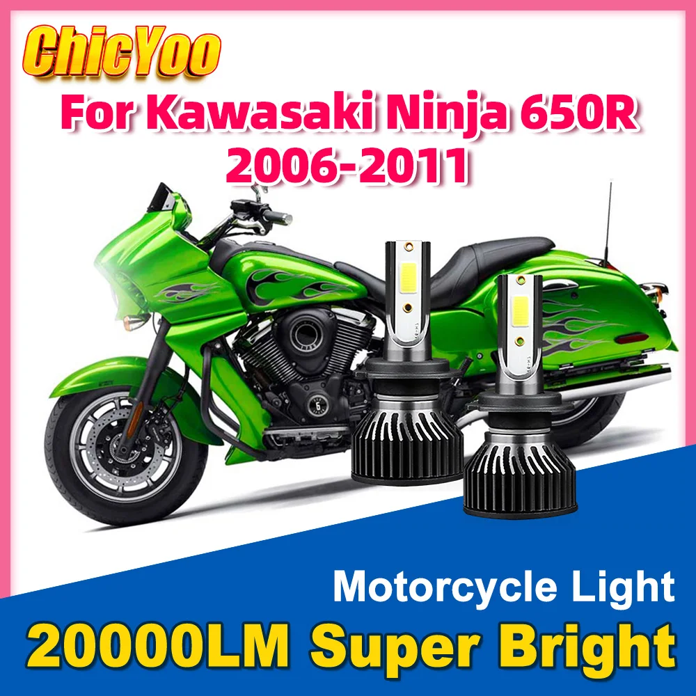 

2PCS LED Motorcycle Headlight Bulb 20000LM Motobike Headlamp 12V 6000K For Kawasaki Ninja 650R 2006 2007 2008 2009 2010 2011