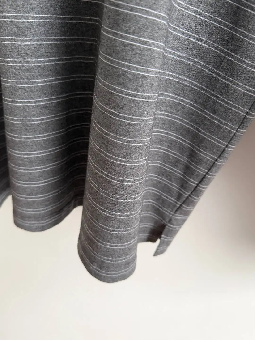 

Men's Gray Striped Polo Shirt with Long Sleeves, Stylish Casual Wear for Daily & Office Looks