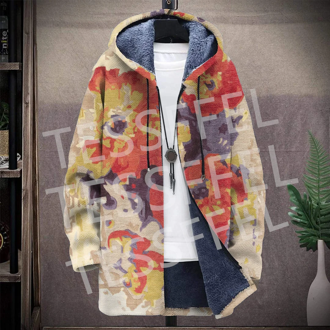 NewFashion Graffiti Colorful Vintage Retro Tattoo Tribe 3DPrint Windbreaker Winter Casual Jacket Hoodies Cloak Fleece Overcoat W