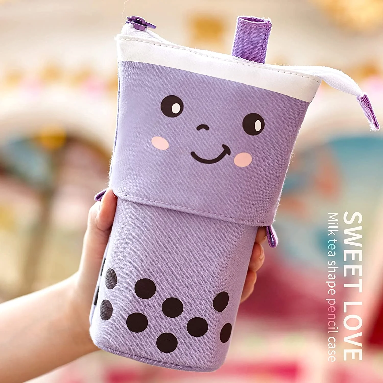 Standing Pencil Case Cute Telescopic Pen Holder Kawaii Stationery Pouch Makeup Cosmetics Bag Stationery for School  Office