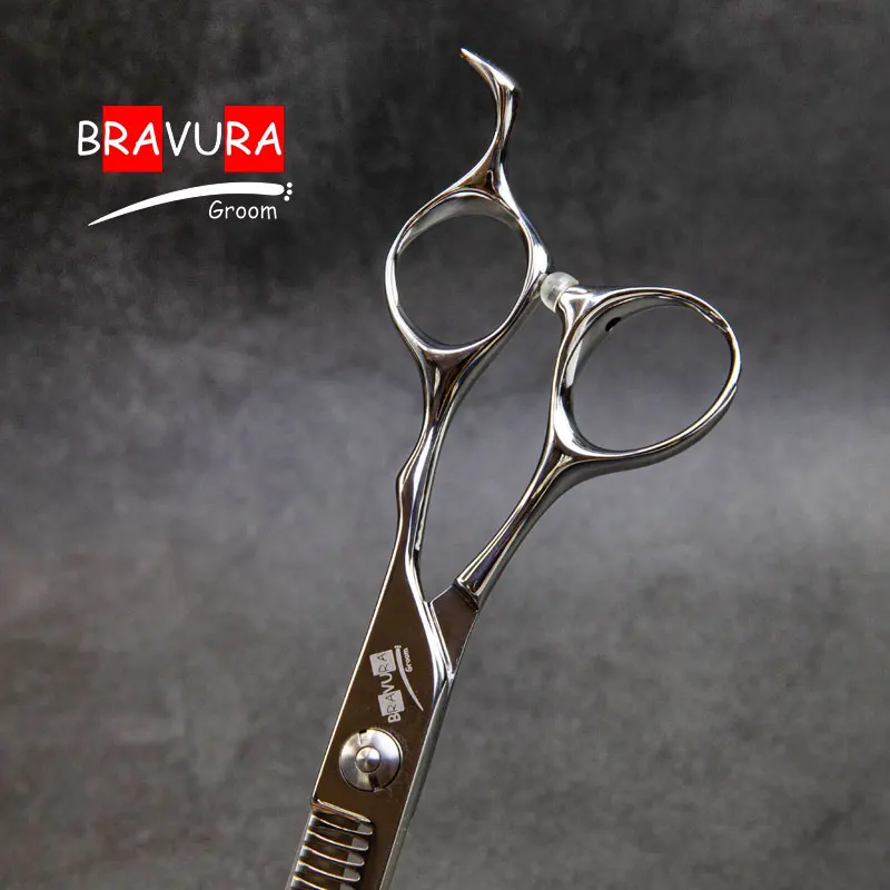 Imagem -04 - Bavura High End Polegada Profissional Cão Grooming Tesoura Cão e Gato Animal Cabelo Fishbone Tesoura Mais Fina Dentes Tesoura