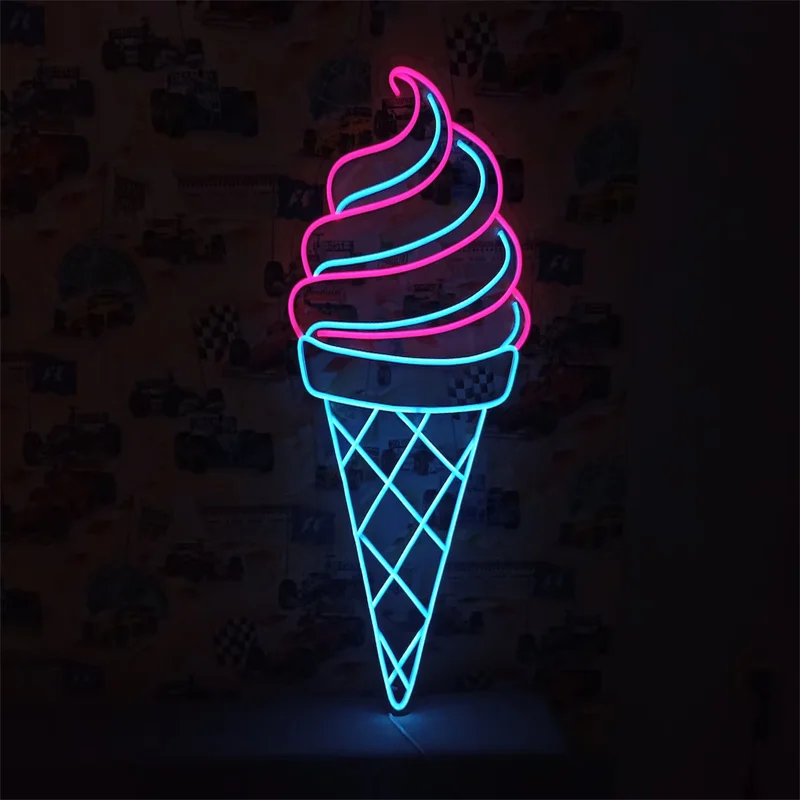 Imagem -03 - Ice Cream Led Neon Light Tapetes de Parede Decoração para Casa Bar Cozinha